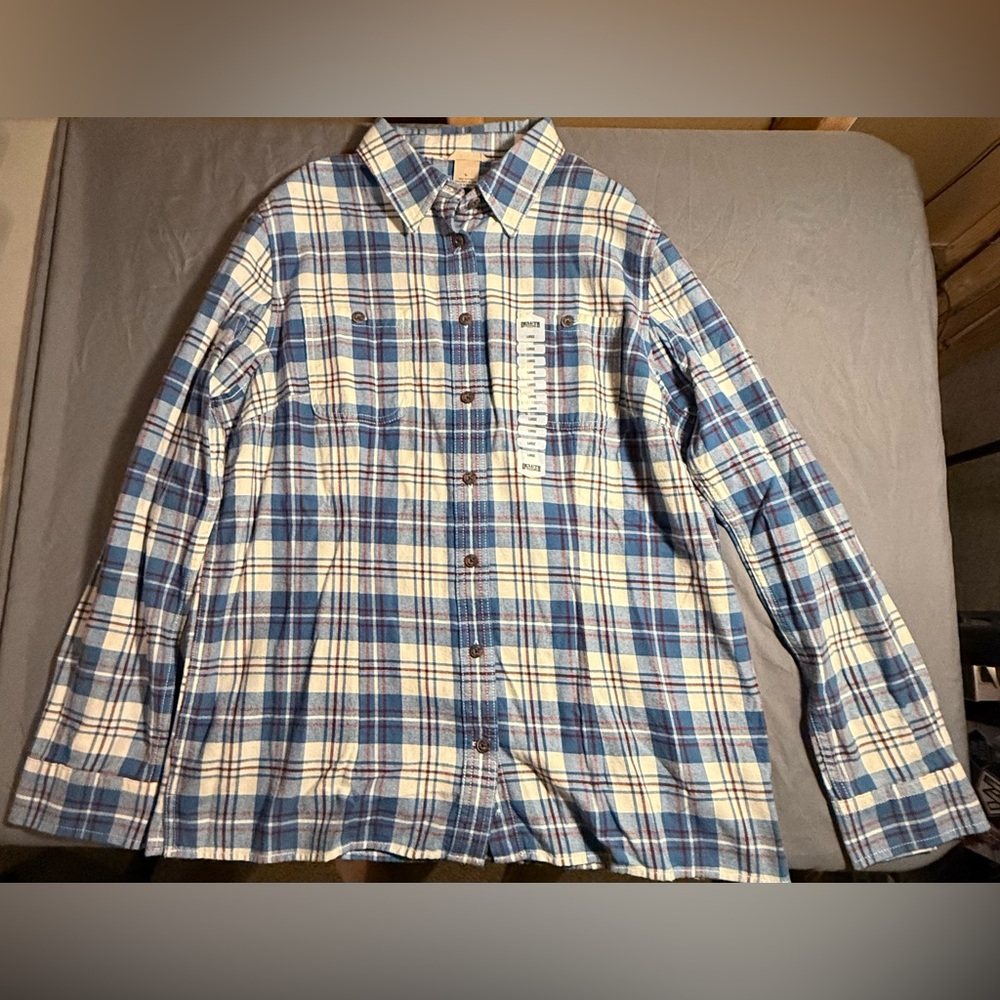 Women's Blue Plaid Button-Up Shirt - Lightweight Casual
